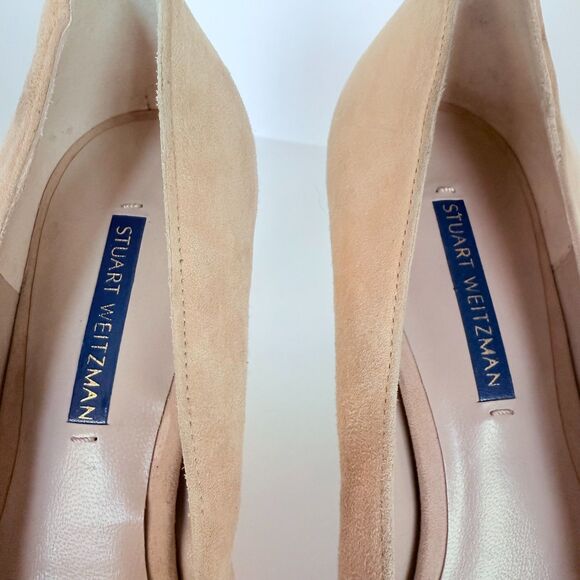 NWOB Damaged Stuart Weitzman Beatrix Platform Pumps in Adobe Suede Size 9 - Picture 12 of 16